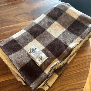 Woolrich Brown and Cream Checkered Blanket